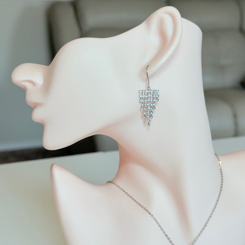 Silver Crystal Cascade Dangle Earrings